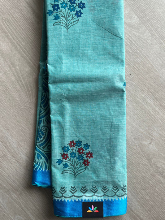 Block Printed Bengal Cotton Saree -26463