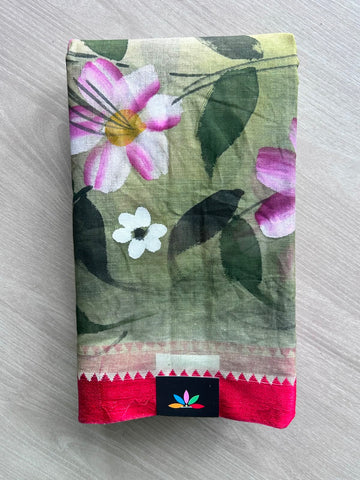 Hand painted Bengal Cotton Saree (Without Blouse)- 35391
