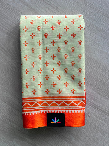 Hand painted Bengal Cotton Saree (Without Blouse)- 35392