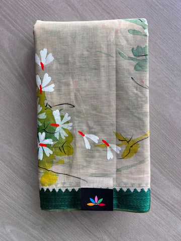 Hand painted Bengal Cotton Saree (Without Blouse)- 35395