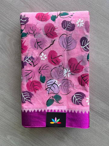 Hand painted Bengal Cotton Saree (Without Blouse)- 35396