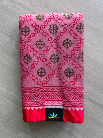 Hand painted Bengal Cotton Saree (Without Blouse)- 35398