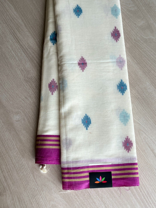 Handwoven Bengal Jamdani Cotton Saree -8708