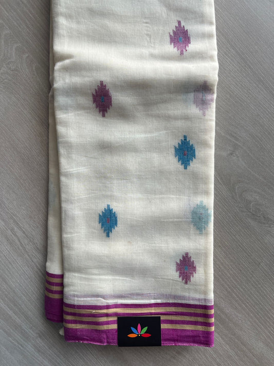 Handwoven Bengal Jamdani Cotton Saree -8708