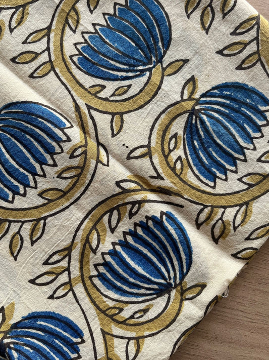 Natural Dye Ajrakh Handblock Pure Cotton Blouse Fabric ( 90 centimeter) -121