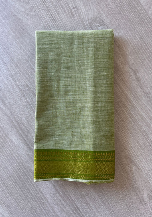 Handwoven Mangalagiri Cotton Blouse fabric (Mint Green)-3037