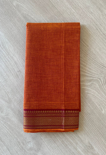 Handwoven Mangalagiri Cotton Blouse fabric (Red Orange)-3032