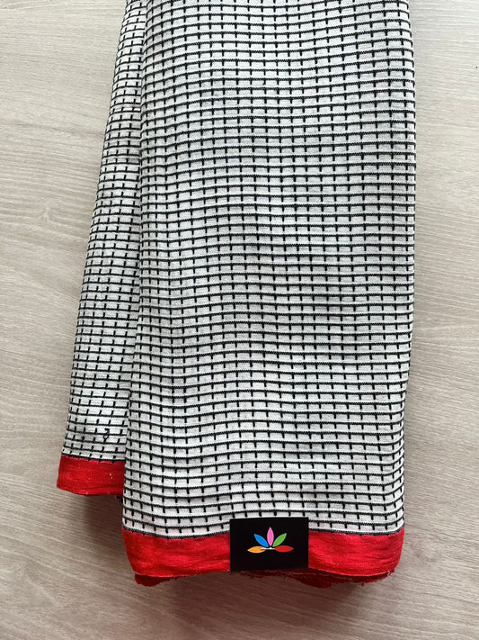 Checked Handloom Bengal Soft Cotton Saree -12770