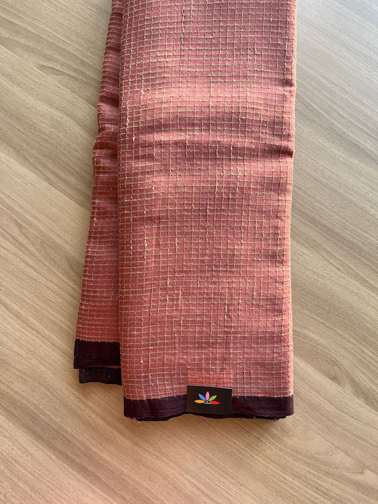 Checked Handloom Bengal Soft Cotton Saree - 14051