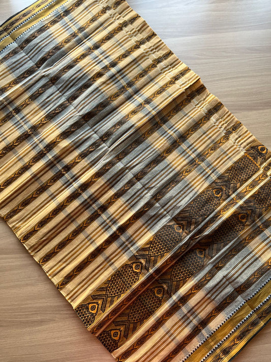 Fish Weave Bengal Cotton Saree -14055