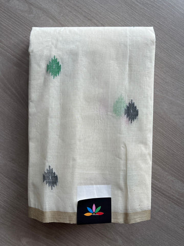 Off White Handloom Fine Cotton Jamdani Saree -28235