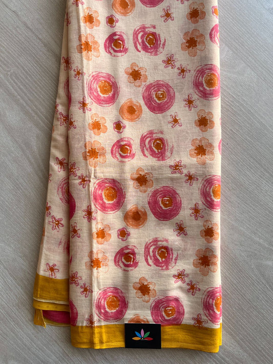 Printed Fine Mul Cotton Saree - 28284
