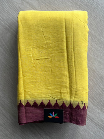 Temple Border Handloom Bengal Soft Cotton Saree (Without Blouse) - 31691