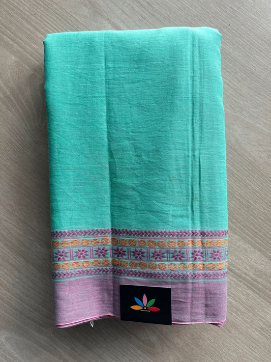 Tiffany Blue Handloom Bengal Soft Cotton Saree (Without Blouse) - 31694