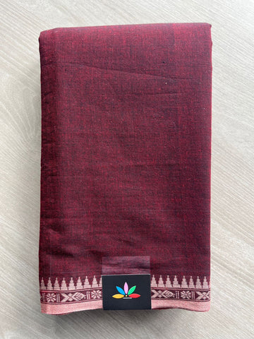Double Tone (Maroon/Black) Handloom Bengal Soft Cotton Saree (Without Blouse) - 31698