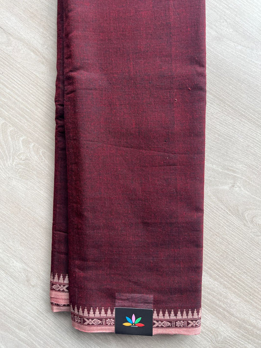 Double Tone (Maroon/Black) Handloom Bengal Soft Cotton Saree (Without Blouse) - 31698