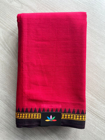 Shiraz Red Handloom Bengal Soft Cotton Saree (Without Blouse) - 31699