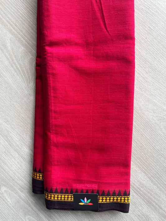 Shiraz Red Handloom Bengal Soft Cotton Saree (Without Blouse) - 31699