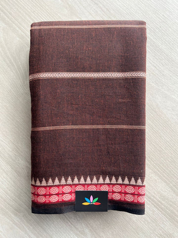 Double Tone (Brown/Black) Handloom Bengal Soft Cotton Saree (Without Blouse) - 31701