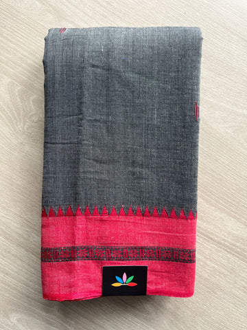 Gunmetal Gray Handloom Bengal Soft Cotton Saree (Without Blouse) - 31702