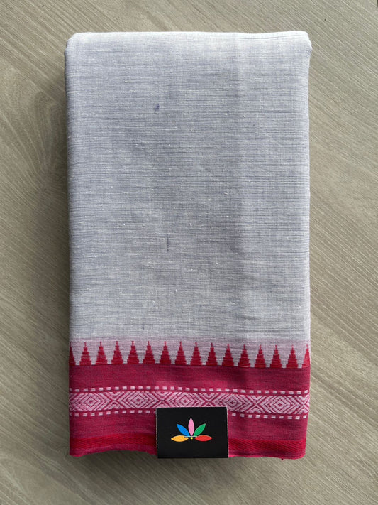 Silver Gray Handloom Bengal Soft Cotton Saree (Without Blouse) - 31703