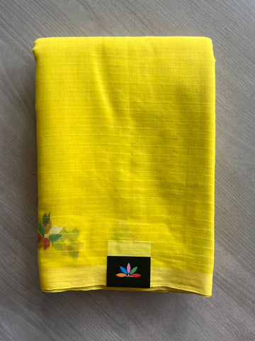 Bright Yellow Handloom Fine Bengal Soft Cotton Jamdani Saree - 32176