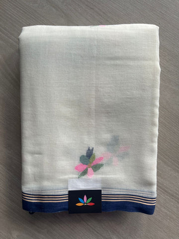 Off White Handloom Fine Bengal Soft Cotton Jamdani Saree - 32177
