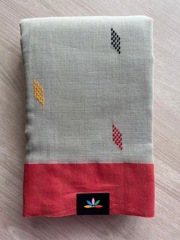 Grey Handloom Bengal Soft Cotton Saree - 32179