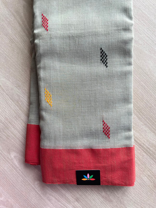 Grey Handloom Bengal Soft Cotton Saree - 32179
