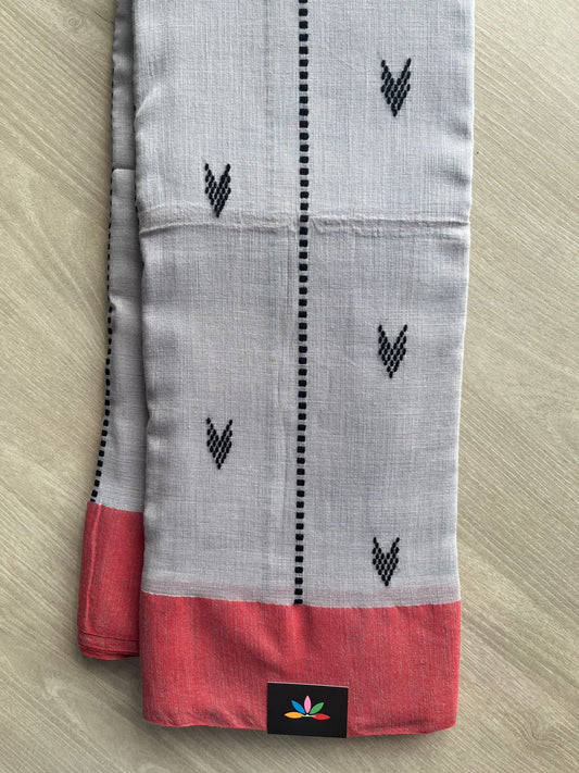 Steel Gray Handloom Bengal Soft Cotton Saree - 32181
