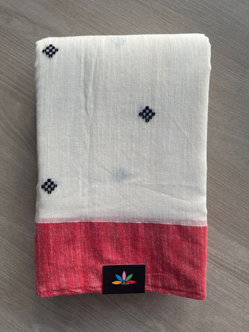 Off White Handloom Bengal Soft Cotton Saree - 32182