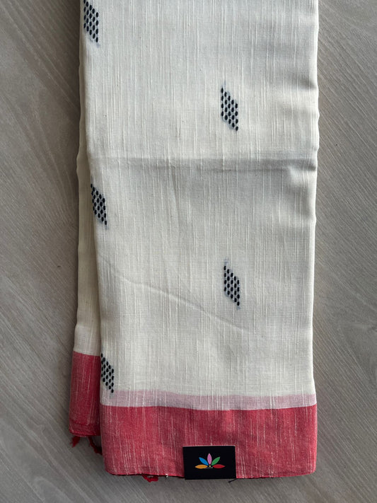 Off White Handloom Bengal Soft Cotton Saree - 32185