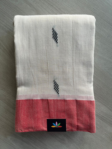 Off White Handloom Bengal Soft Cotton Saree - 32189