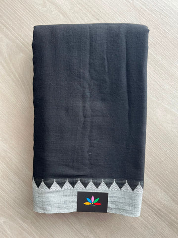 Temple Border Handloom Bengal Soft Cotton Saree (Without Blouse) - 33224