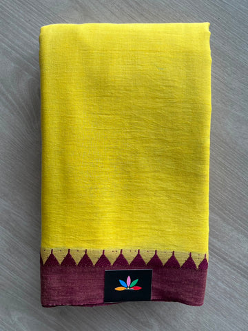 Temple Border Handloom Bengal Soft Cotton Saree (Without Blouse) - 33226