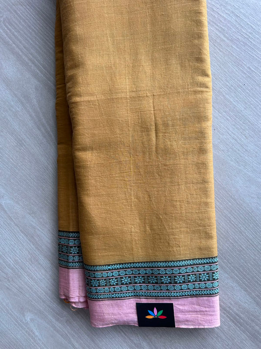 Sand Brown Handloom Bengal Soft Cotton Saree (Without Blouse) - 33228