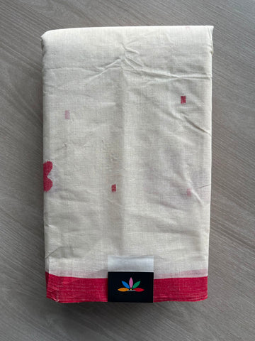 Handloom Starched Bengal Cotton Jamdani Saree (Without Blouse) - 33306