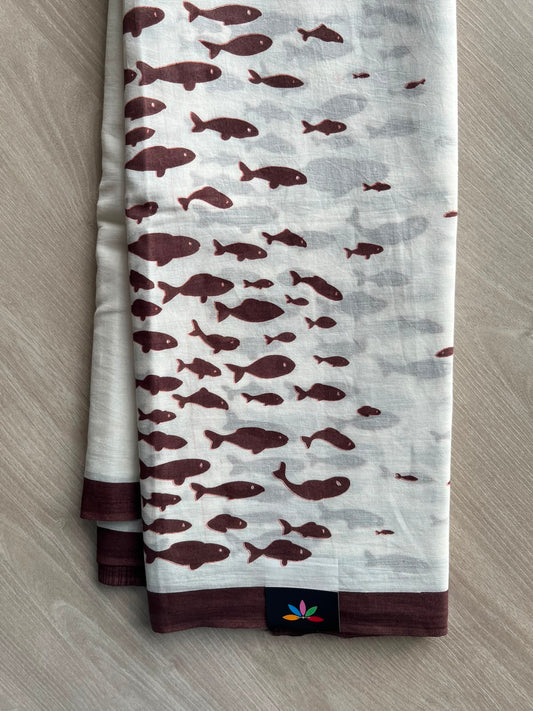 Printed Fine Mul Cotton Saree - 33956