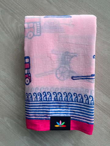 Printed Mul Cotton Saree (Without blouse) - 33966