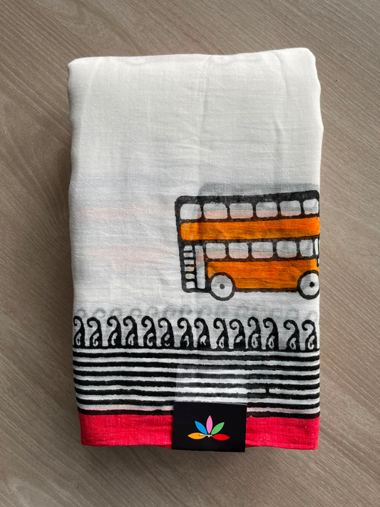 Printed Mul Cotton Saree (Without blouse) - 33967