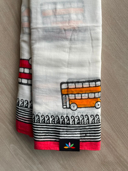 Printed Mul Cotton Saree (Without blouse) - 33967