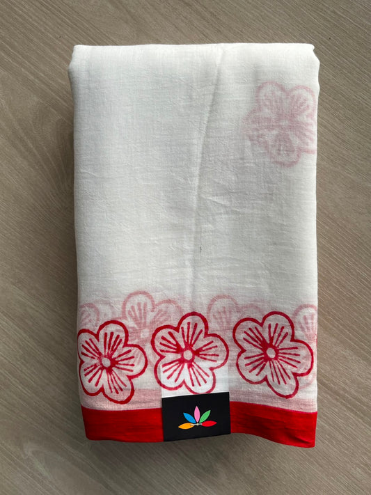Printed Mul Cotton Saree (Without blouse) - 33968