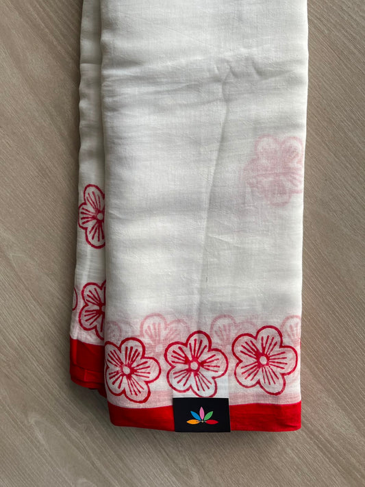 Printed Mul Cotton Saree (Without blouse) - 33968