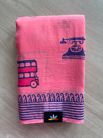 Printed Mul Cotton Saree (Without Blouse) - 34979