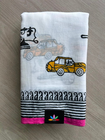 Printed Mul Cotton Saree (Without Blouse) - 35366