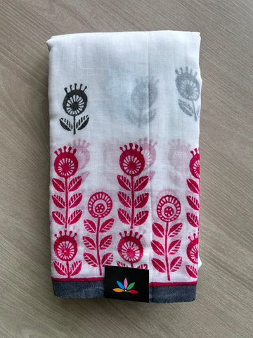 Printed Mul Cotton Saree (Without Blouse) - 35368