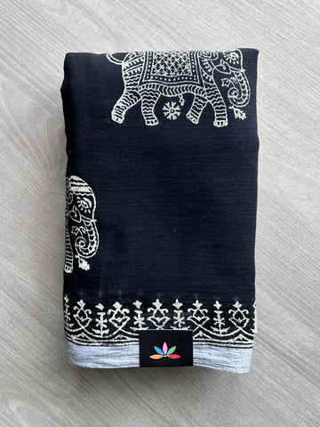 Printed Mul Cotton Saree (Without Blouse) - 35375