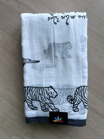 Printed Mul Cotton Saree (Without Blouse) - 35377