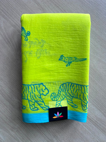 Printed Mul Cotton Saree (Without Blouse) - 35378