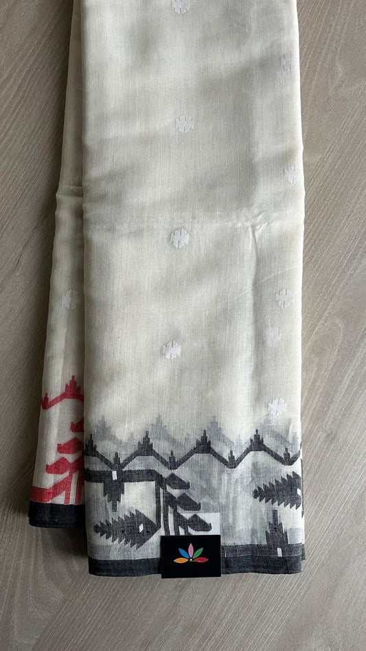 Handwoven Bengal Jamdani Cotton Sarees (Soft) - 24902